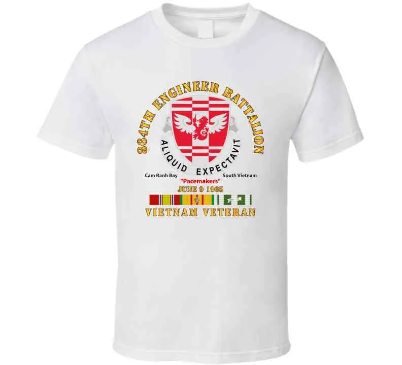 864th Engineer Bn - June 9 1965 - Vietnam Vet W Vn Svc - W Blk T Shirt