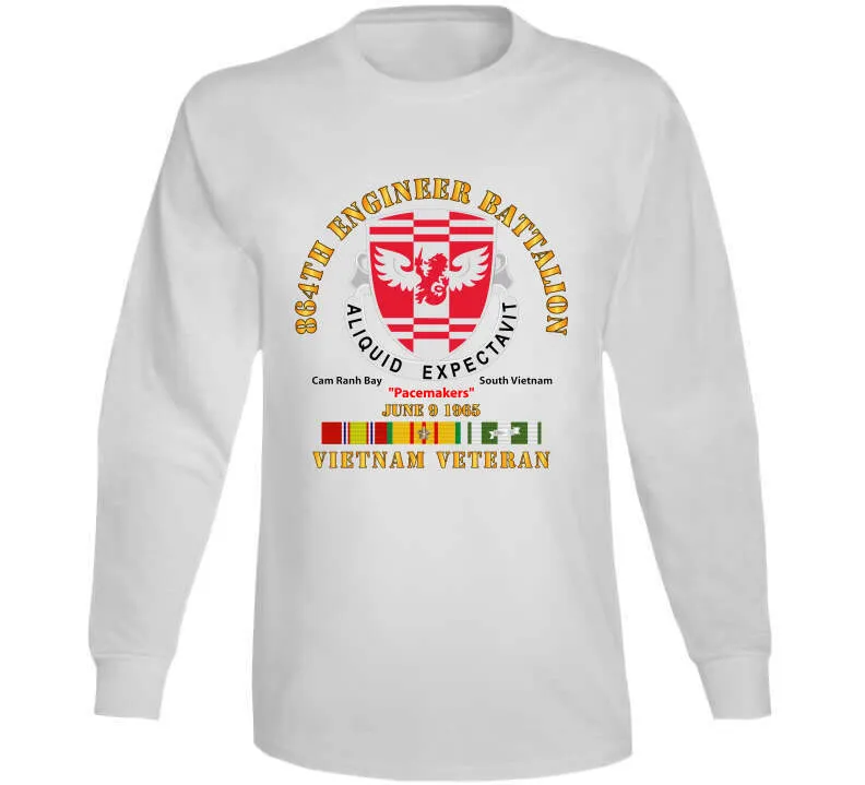 864th Engineer Bn - June 9 1965 - Vietnam Vet W Vn Svc - W Blk T Shirt