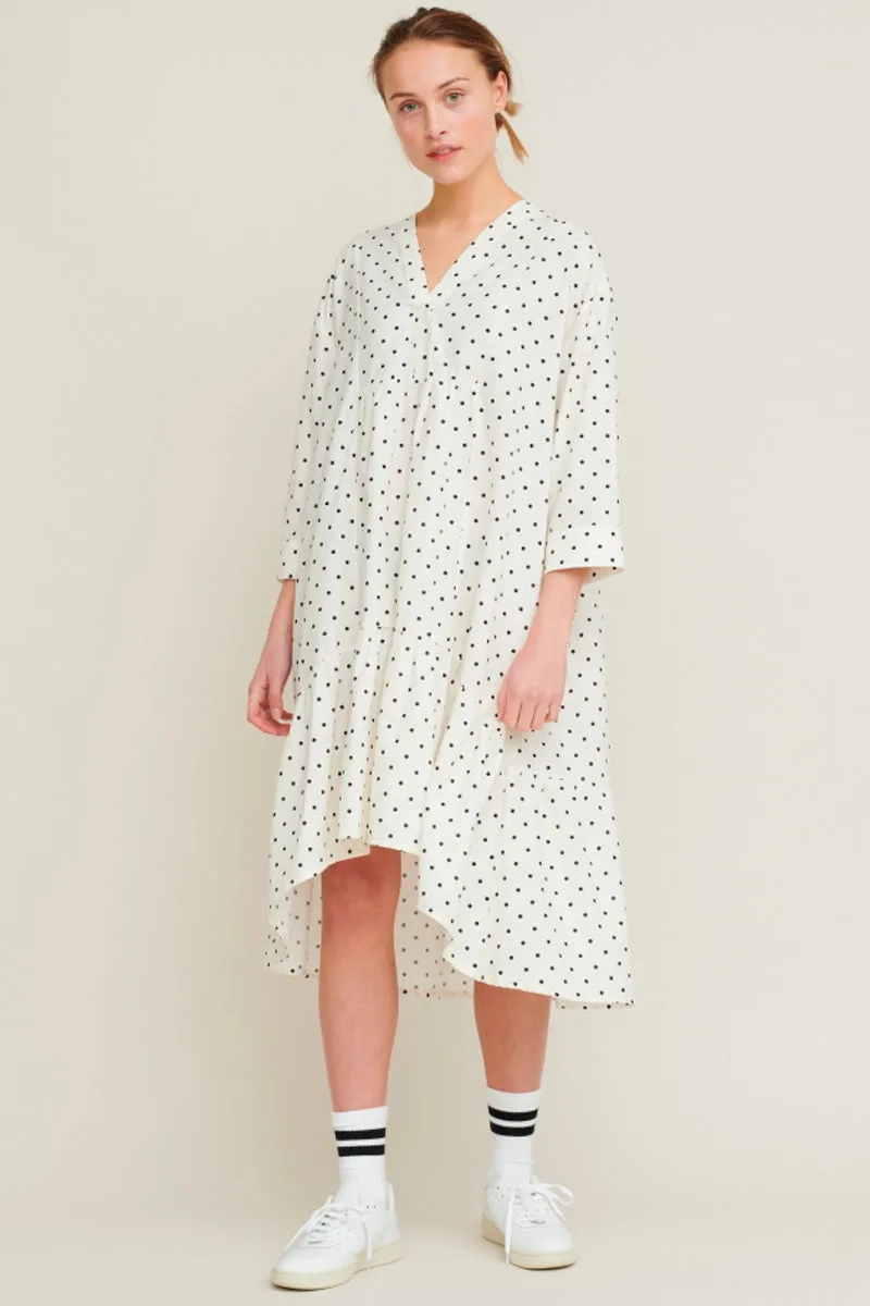 Abby Dress Dot | Off White / Black | Kjole fra Basic Apparel