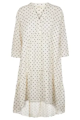 Abby Dress Dot | Off White / Black | Kjole fra Basic Apparel