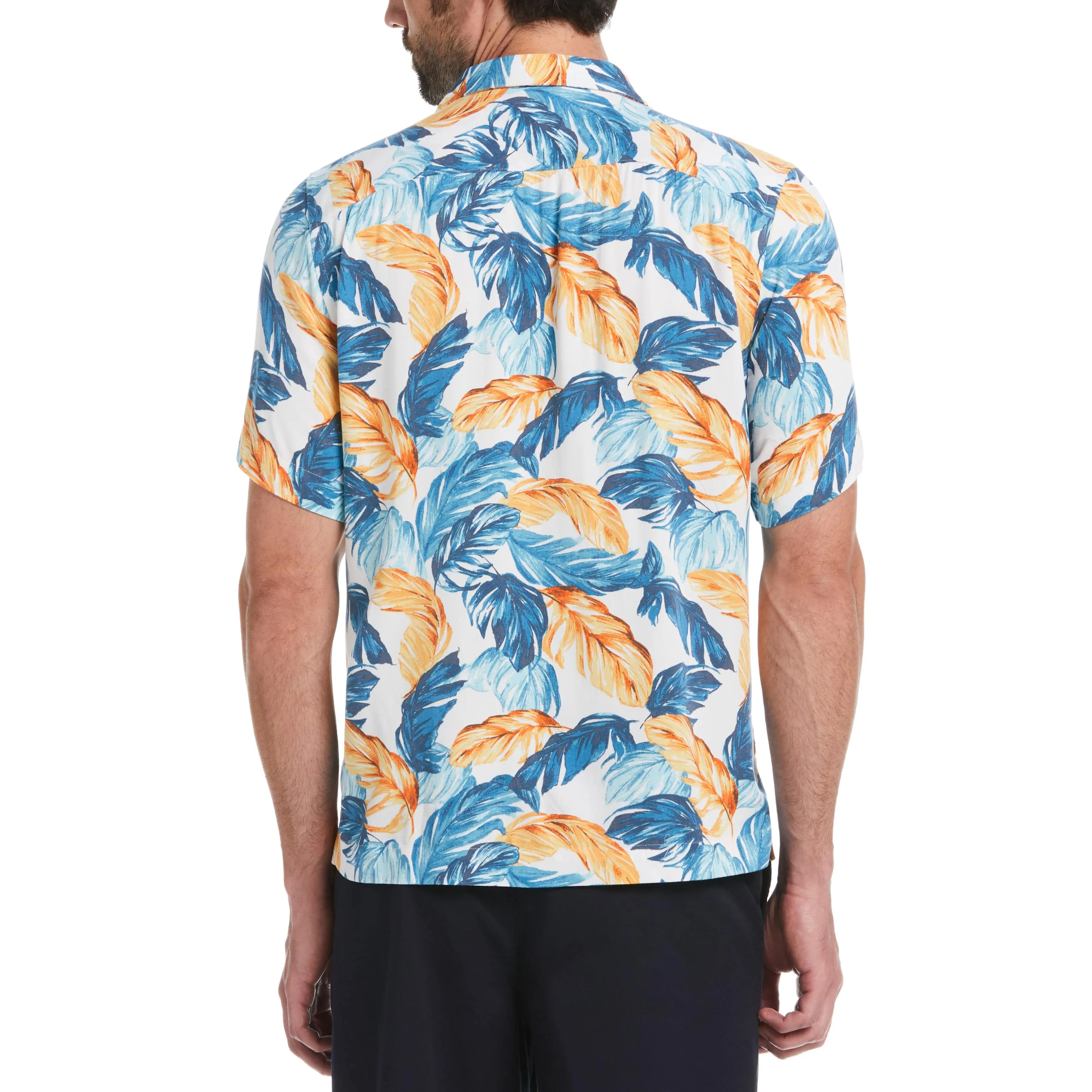 Allover Leaf Print Camp Collar Shirt