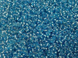 Aqua Blue Transparent Silverline Round Rocaille Glass Seed Beads (Wholesale)