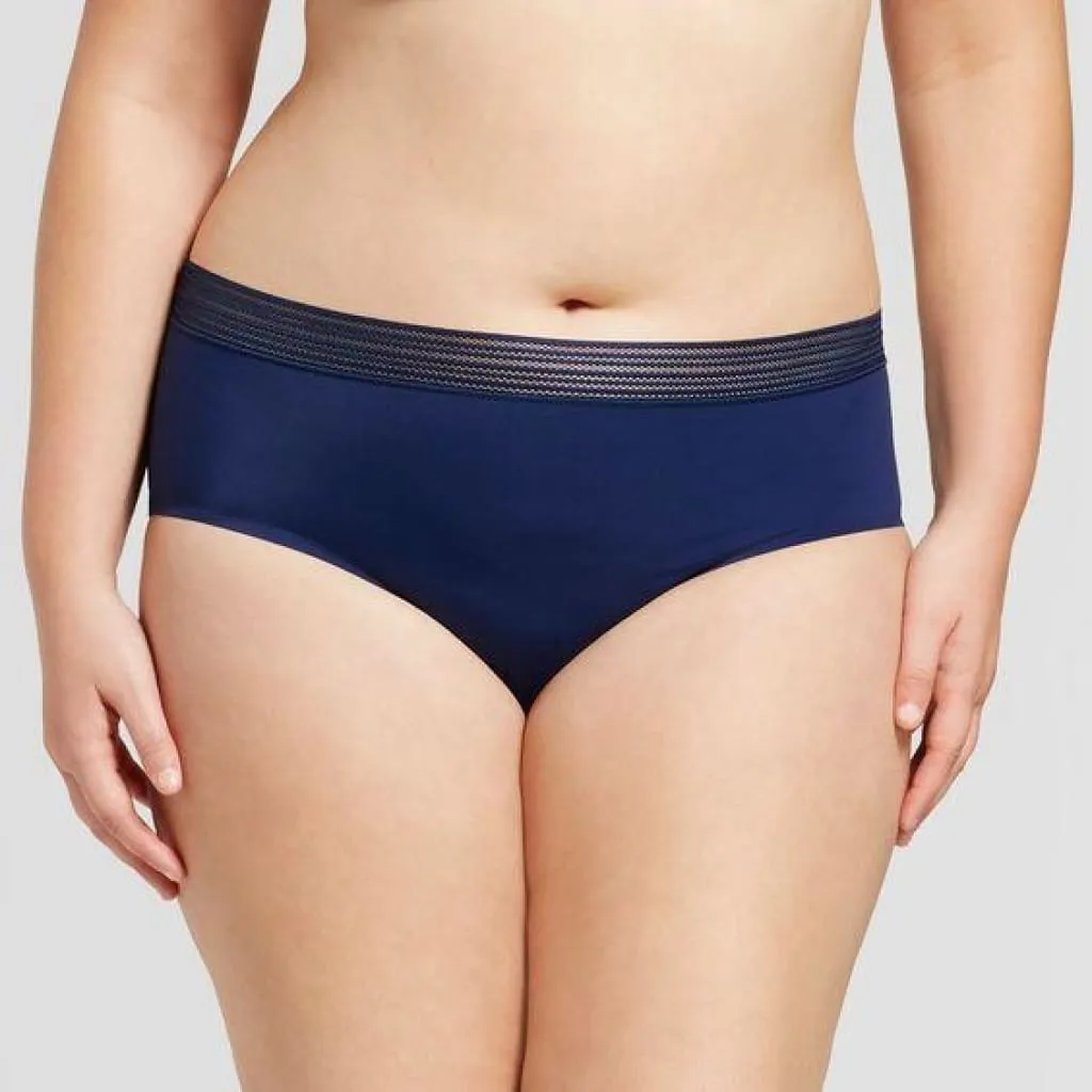 Ava & Viv Plus Size Laser Cut No Show Hipster Panty X (14W) Nighttime Blue
