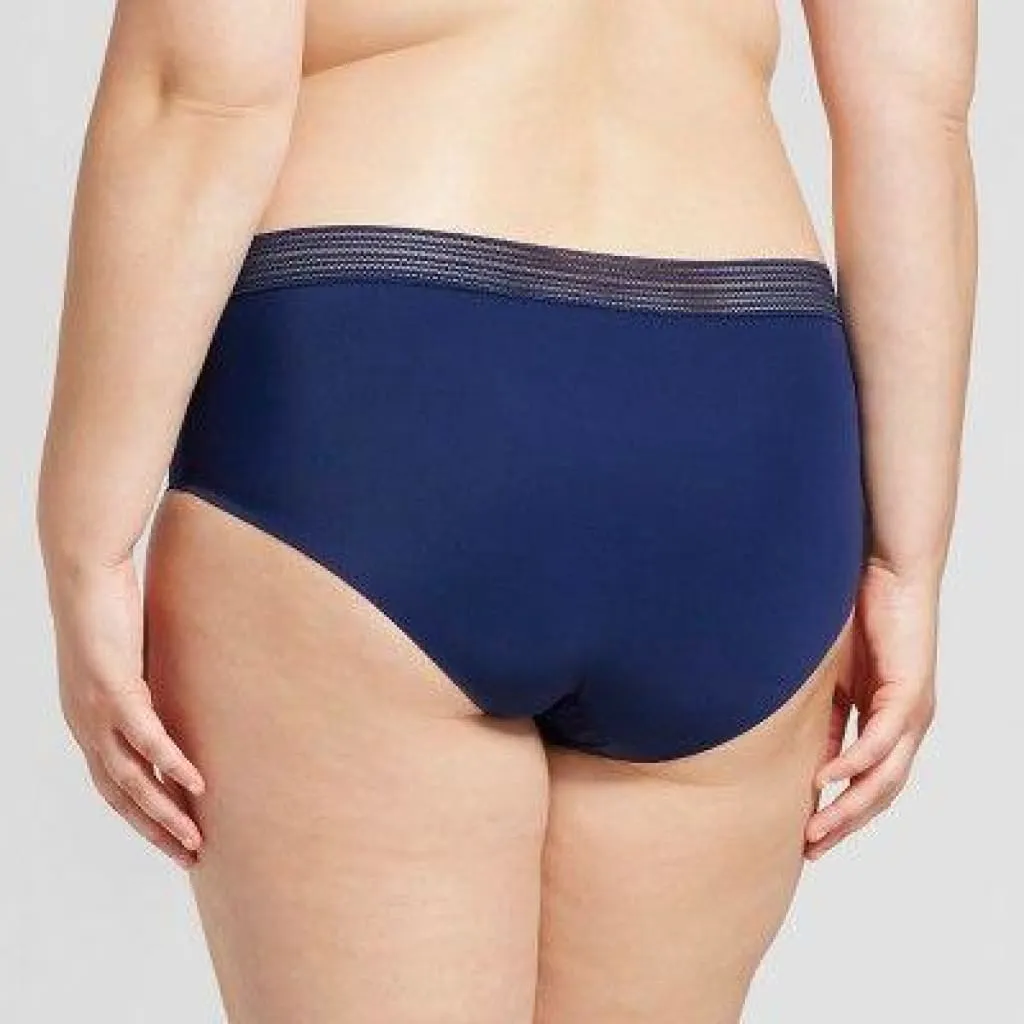 Ava & Viv Plus Size Laser Cut No Show Hipster Panty X (14W) Nighttime Blue