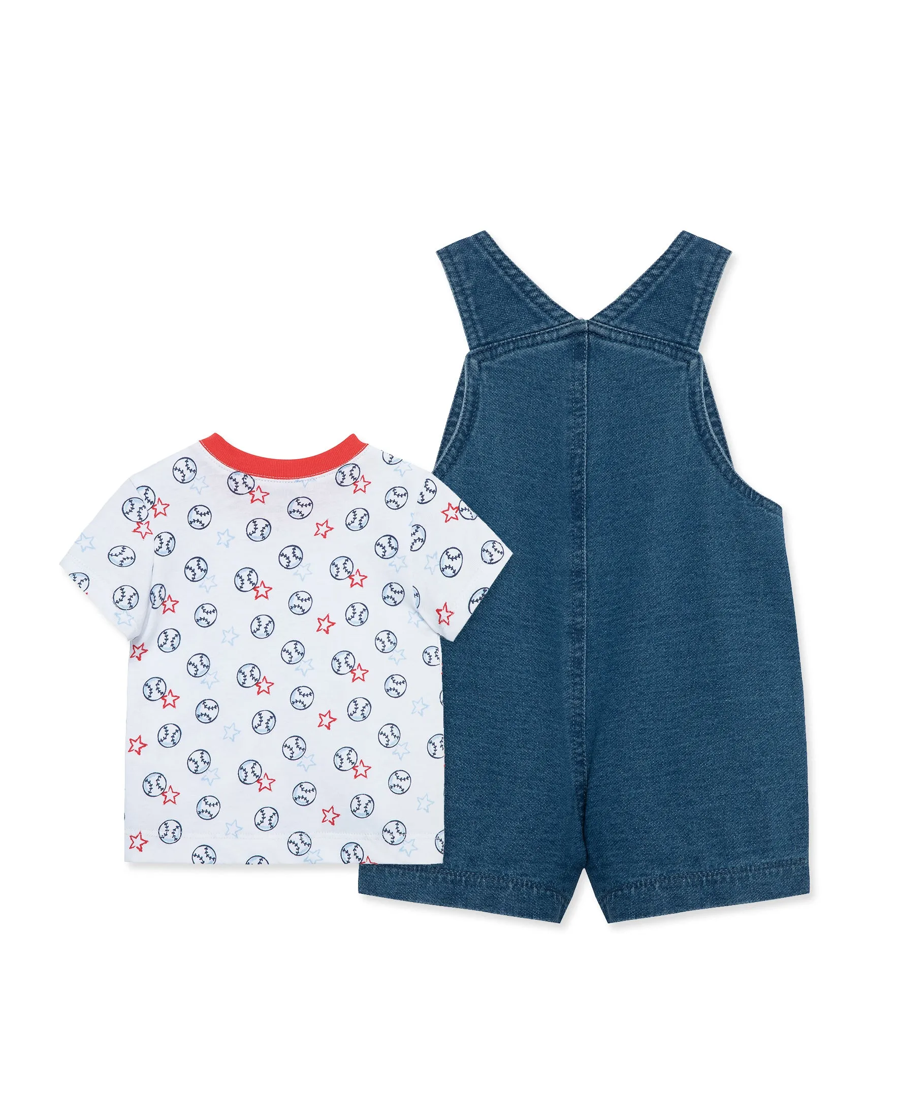 Baseball Cotton Knit Shortall Set (3M-12M)