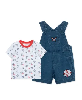Baseball Cotton Knit Shortall Set (3M-12M)