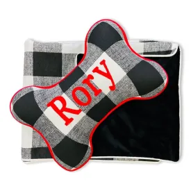 Black Buffalo Check Minky Blanket and Pillow Gift Set