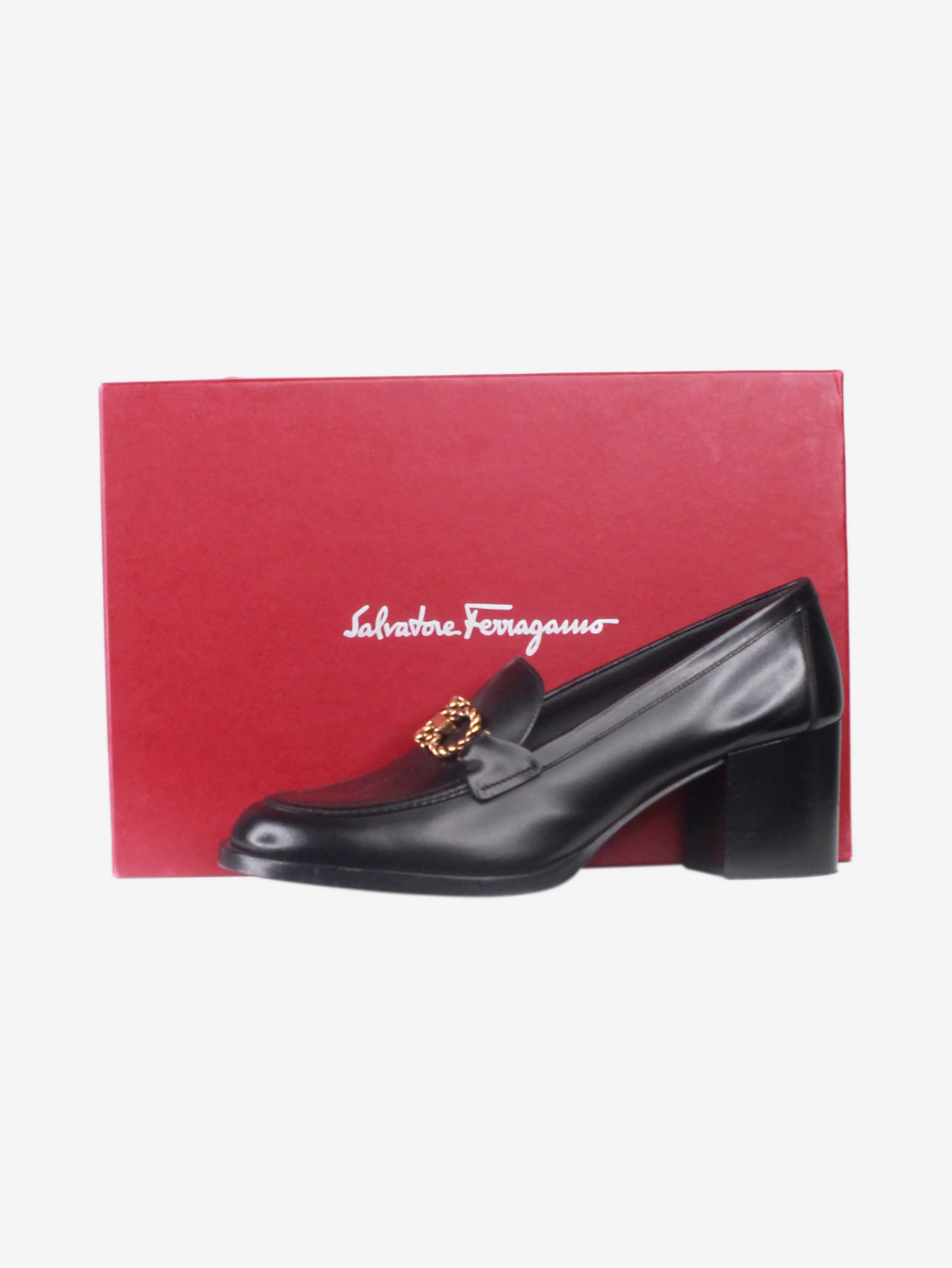 Black heeled leather loafer - size EU 40.5