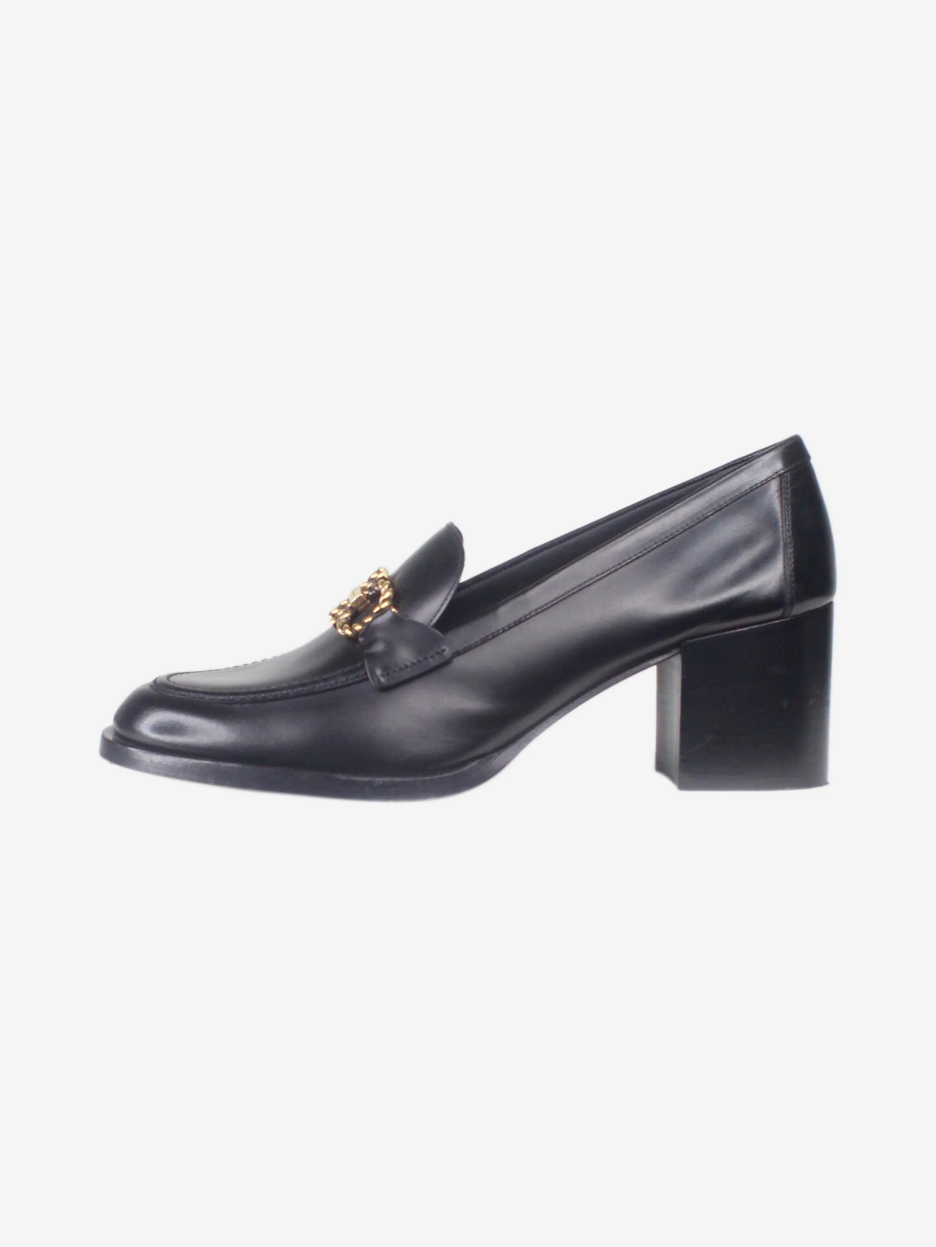 Black heeled leather loafer - size EU 40.5