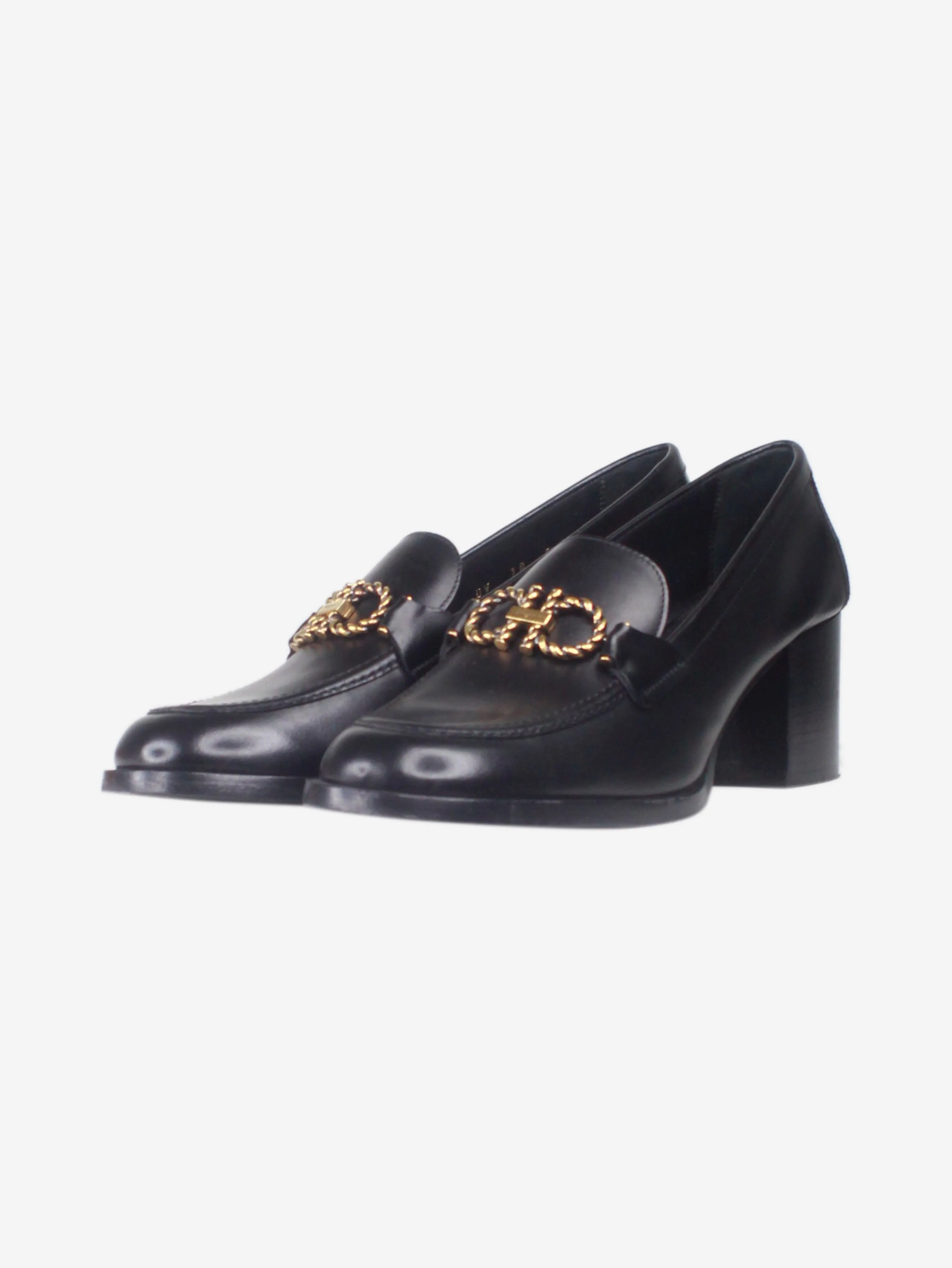 Black heeled leather loafer - size EU 40.5