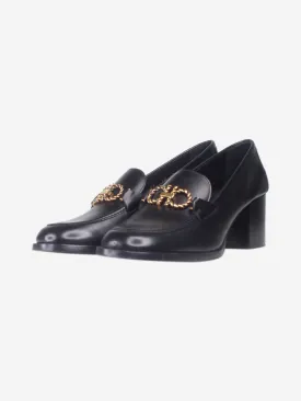 Black heeled leather loafer - size EU 40.5