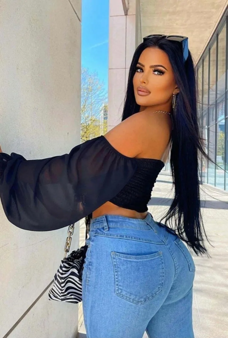 Black Shirring Detail Long Sleeve Bardot  Crop Top