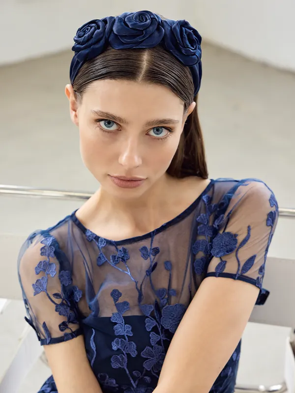 Blossom Navy Rosette Headband