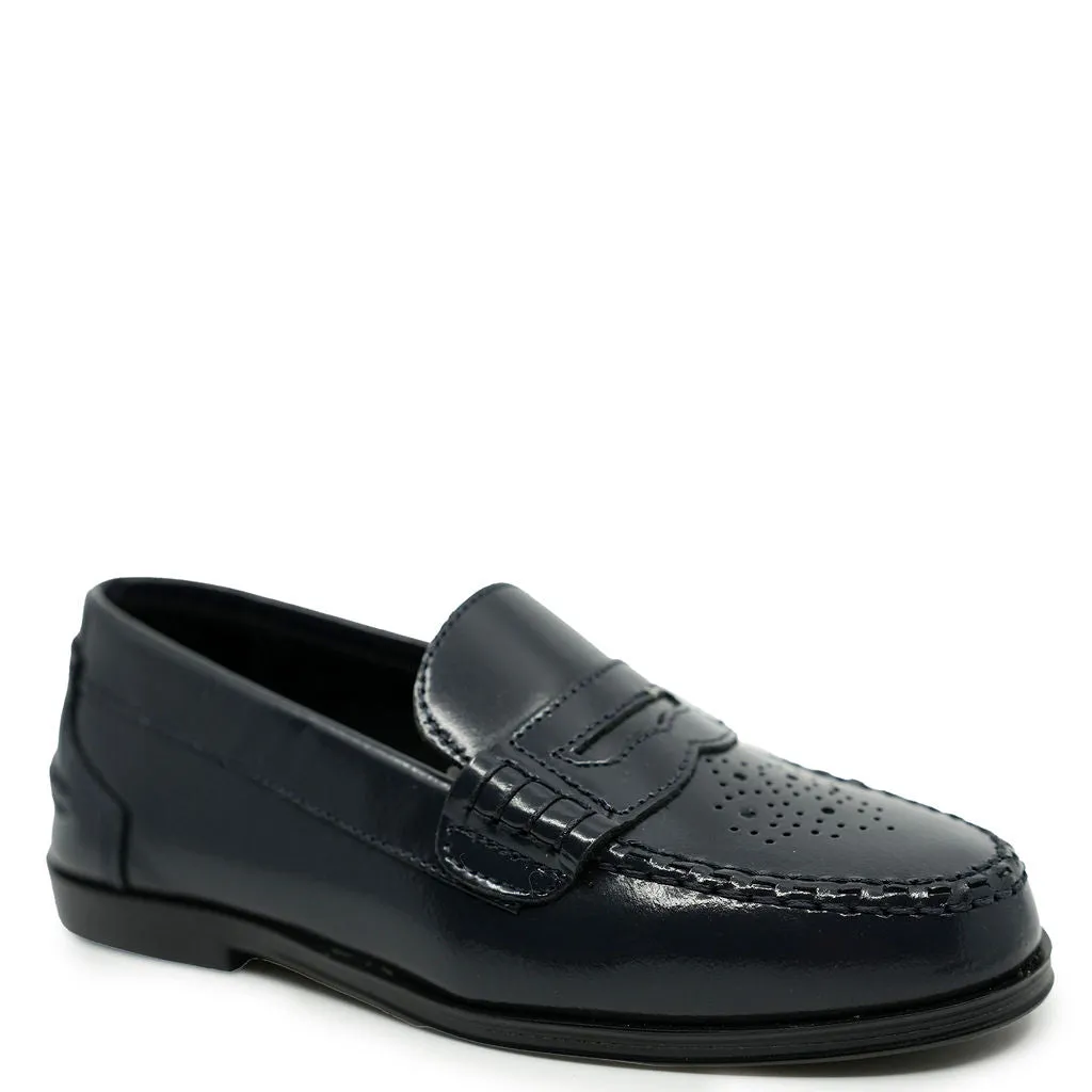 Blublonc Navy Florentic Perforated Loafer