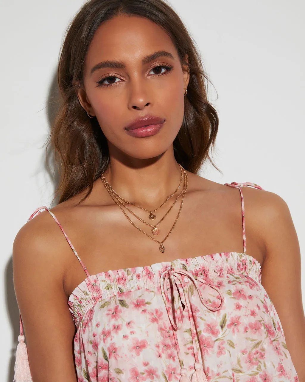 Blushing Peach Layered Charm Necklace