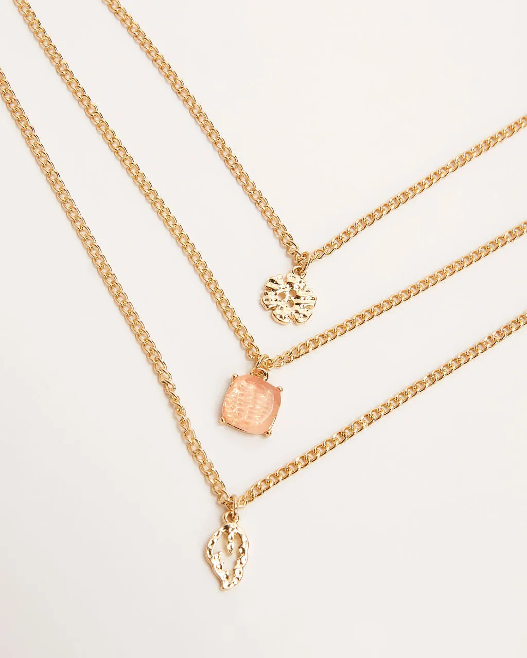 Blushing Peach Layered Charm Necklace