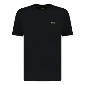BOSS ACTIVE GOLD LOGO-PRINT T-SHIRT BLACK