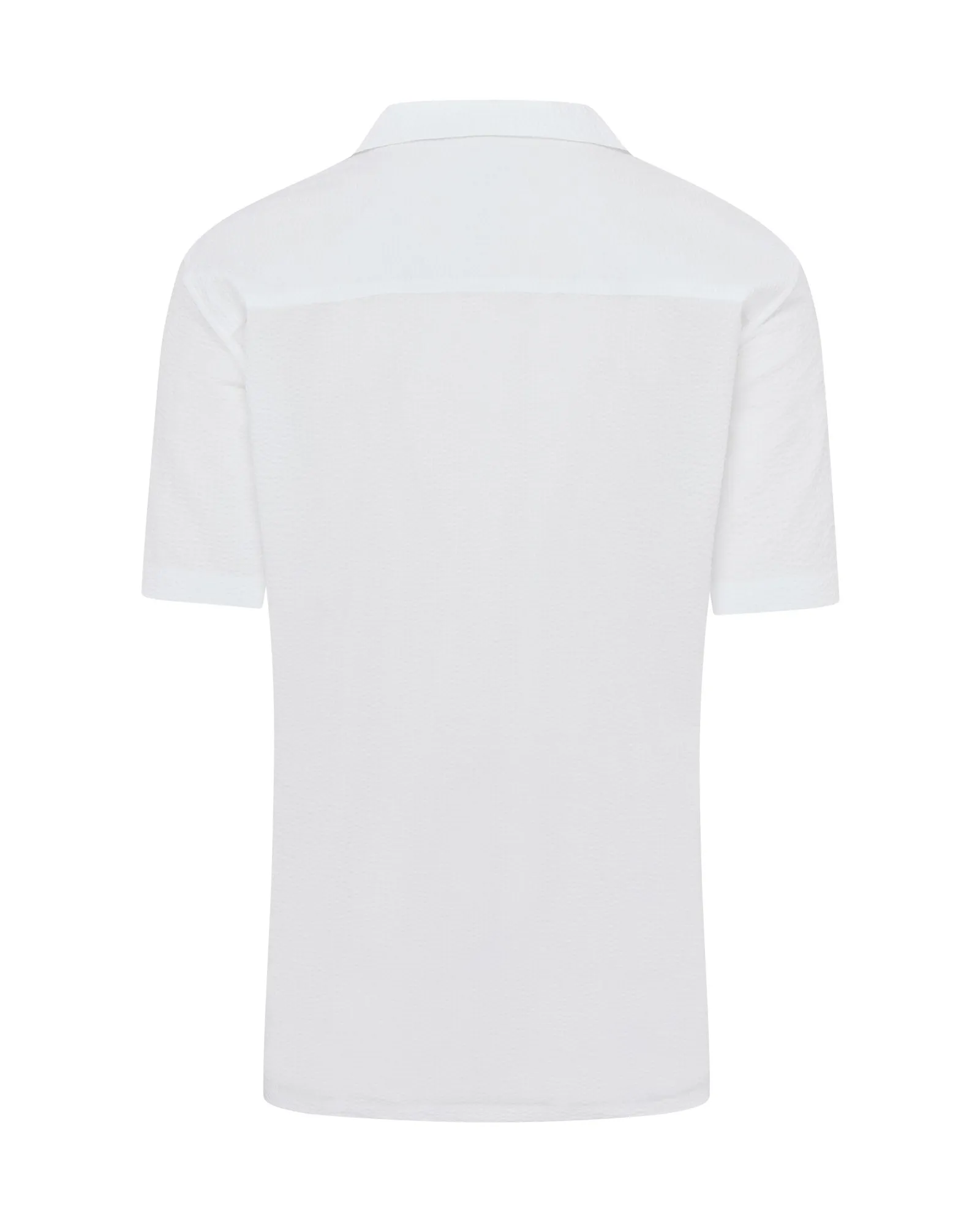 Canali Seersucker Short Sleeve Shirt (White)