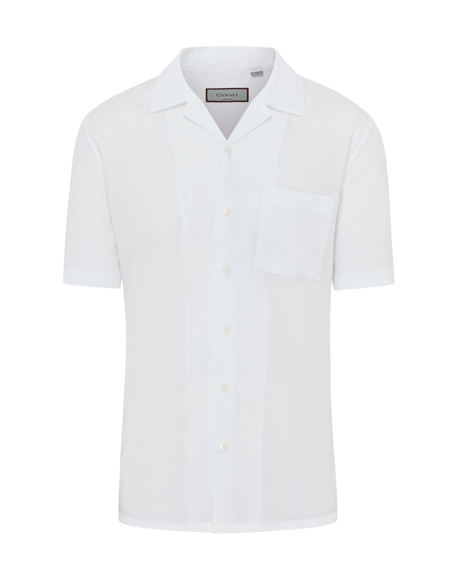Canali Seersucker Short Sleeve Shirt (White)