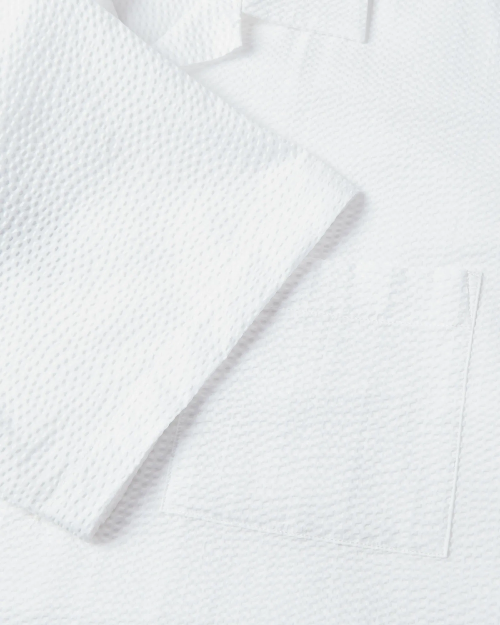 Canali Seersucker Short Sleeve Shirt (White)