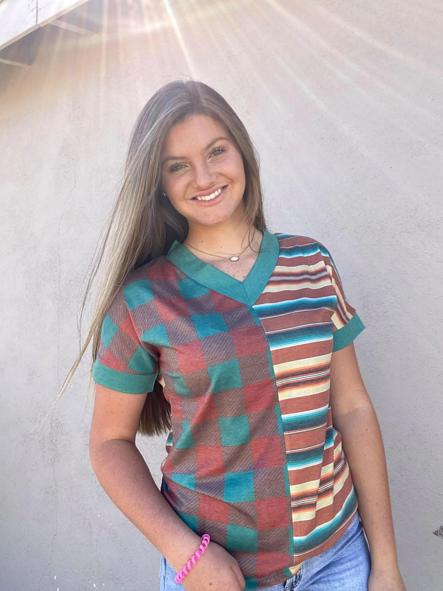 Crazy Train Oh Good Gourd Fall Plaid and Strip Top