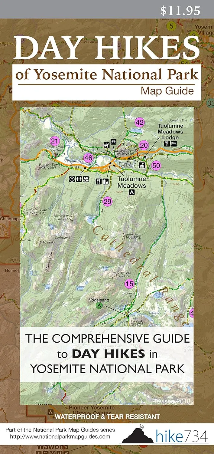 Day Hikes of Yosemite National Park Map Guide