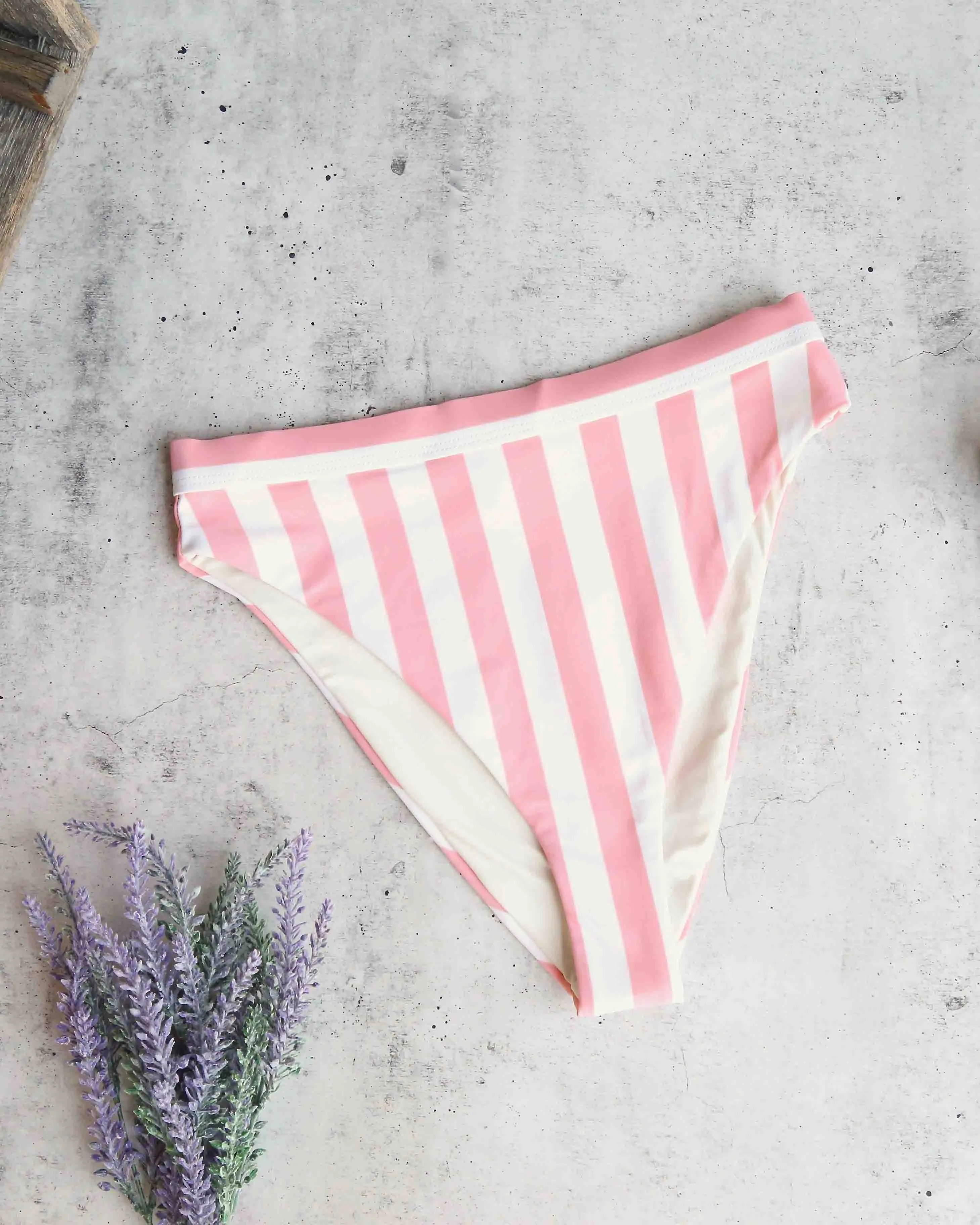 Dippin' Daisy's - Kylie High Waist High Cut Cheeky Bottom - Coral Stripes