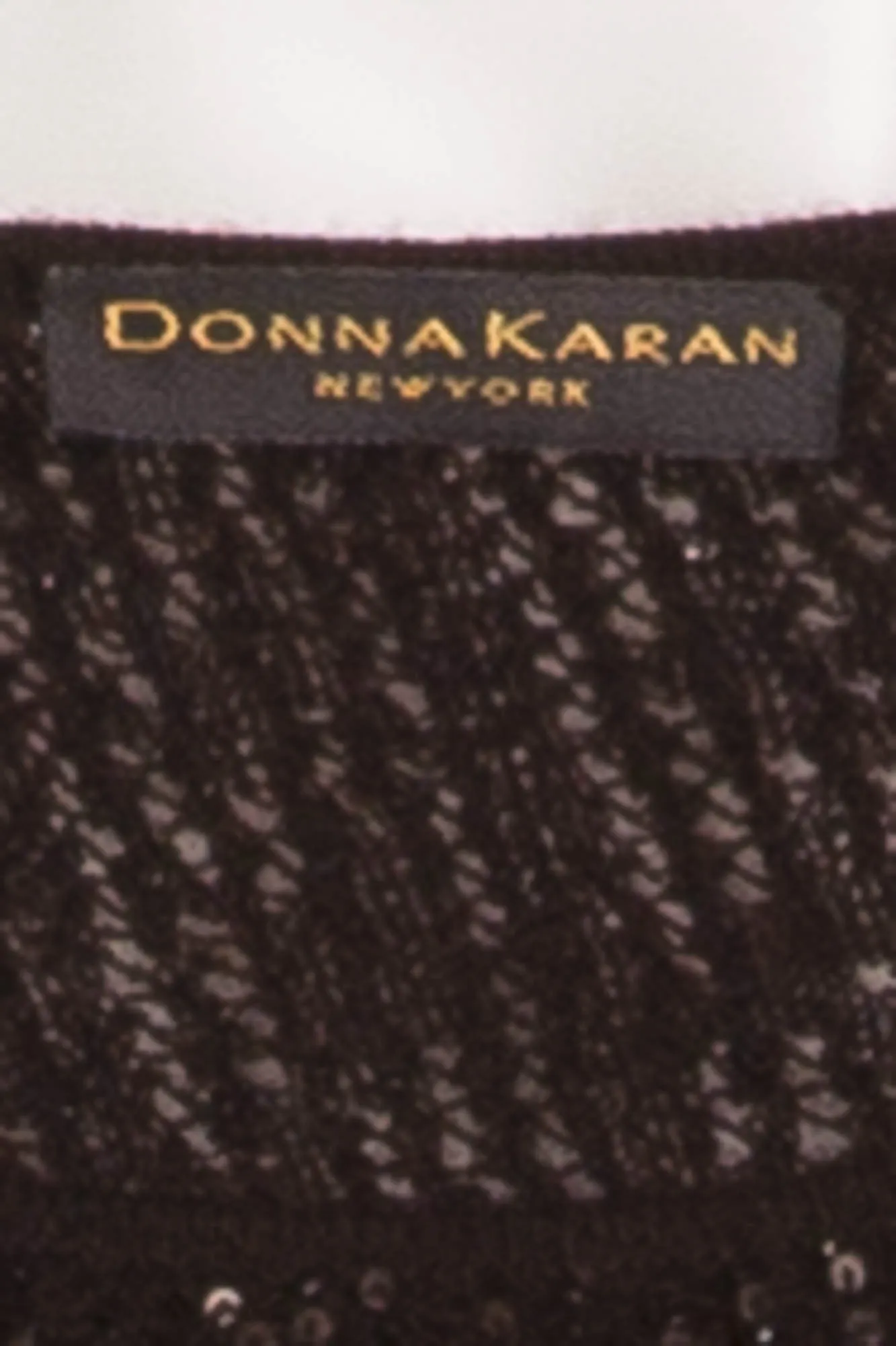 Donna Karan - Black Long Sleeve Knitted Dress with Sequins -