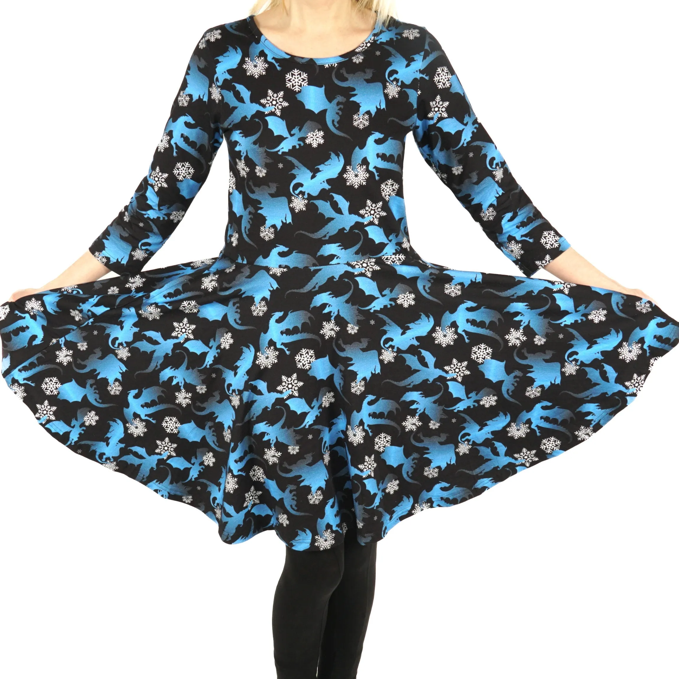 Dragons & Snowflakes Kids Twirl Dress [FINAL SALE]