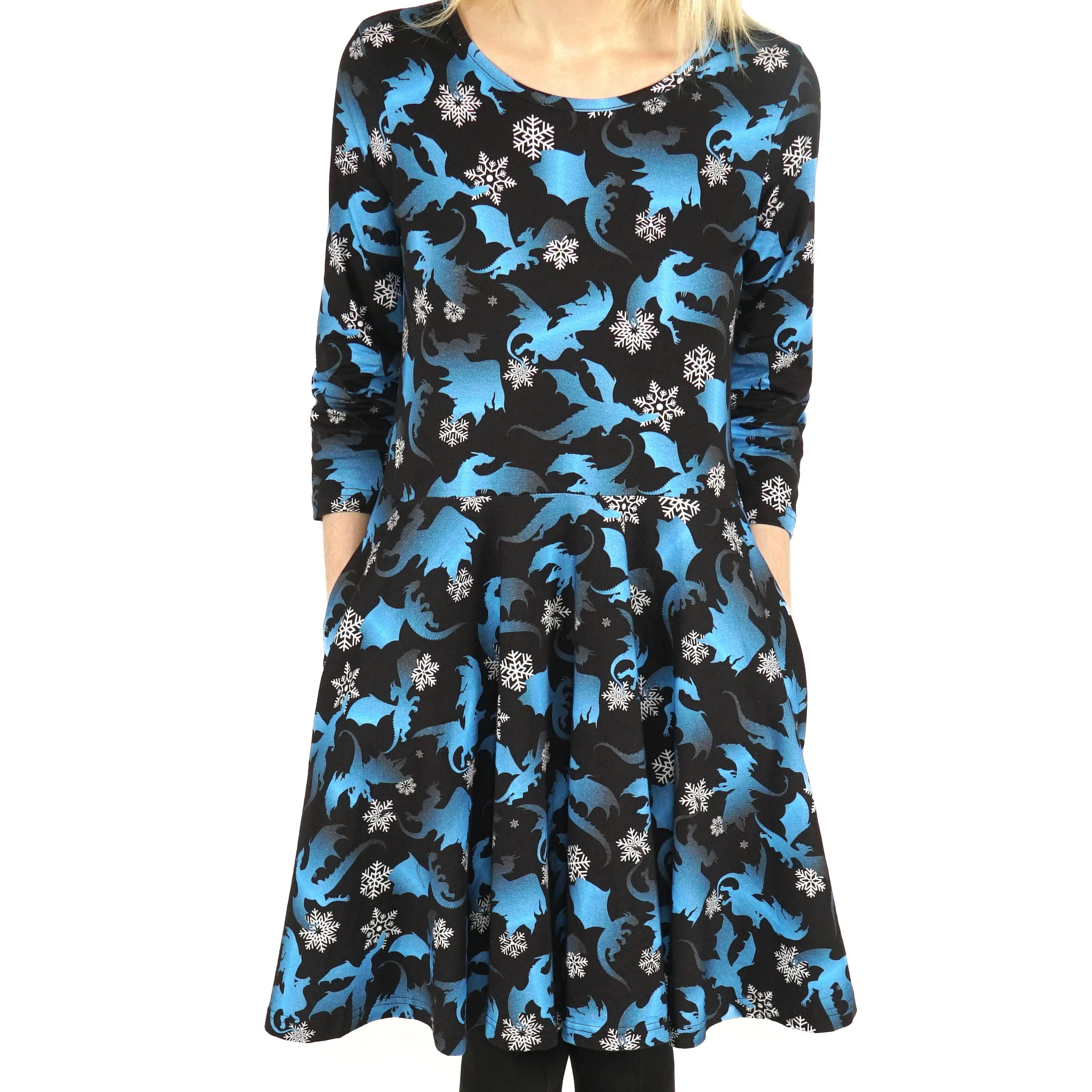 Dragons & Snowflakes Kids Twirl Dress [FINAL SALE]