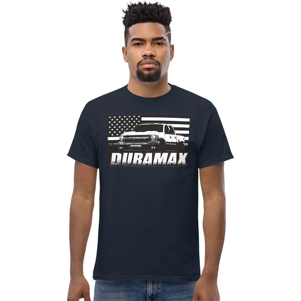 Duramax Diesel T-Shirt With 2008-2014 2500HD and American Flag