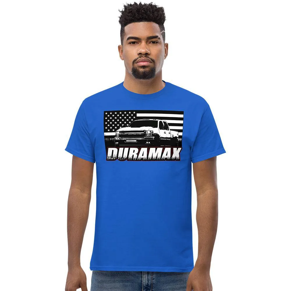Duramax Diesel T-Shirt With 2008-2014 2500HD and American Flag