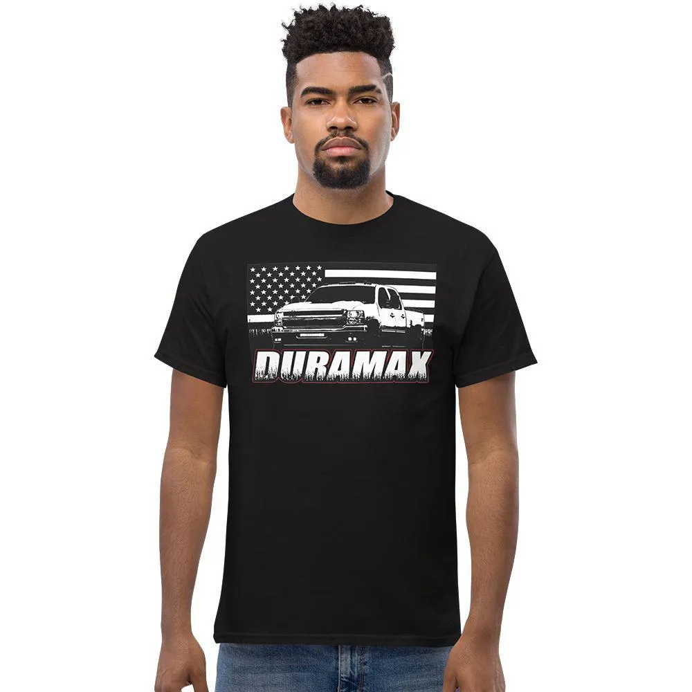 Duramax Diesel T-Shirt With 2008-2014 2500HD and American Flag