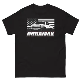 Duramax Diesel T-Shirt With 2008-2014 2500HD and American Flag
