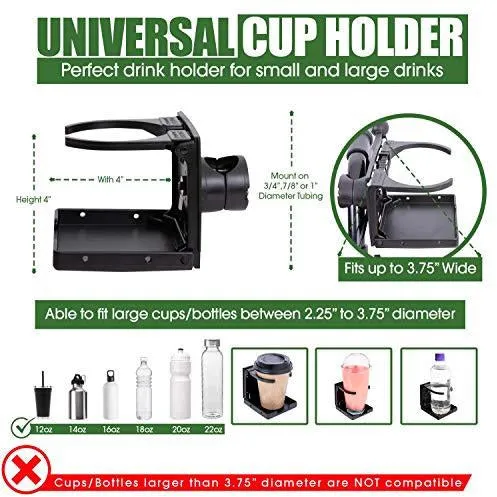 Electric Wheelchair Side Bag with Large Cup Holder