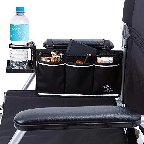 Electric Wheelchair Side Bag with Large Cup Holder