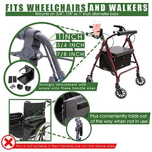 Electric Wheelchair Side Bag with Large Cup Holder