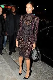 Emilio Pucci - Brand New Long Sleeve Beaded Embellished Burgundy   Black Velvet Dress NWT - IT 42