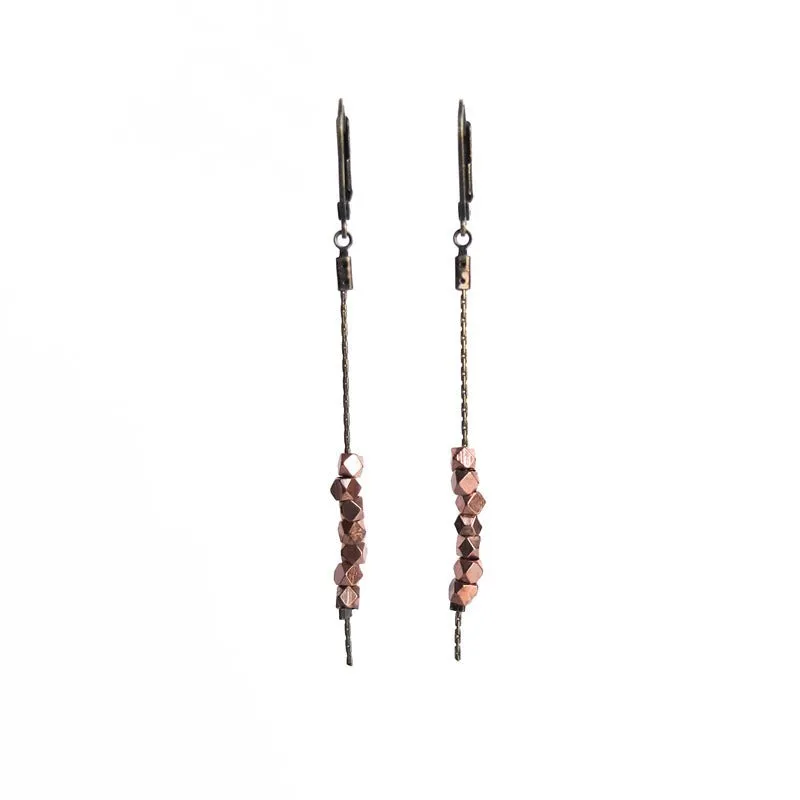 Faceted Bead Earrings - Copper Plated