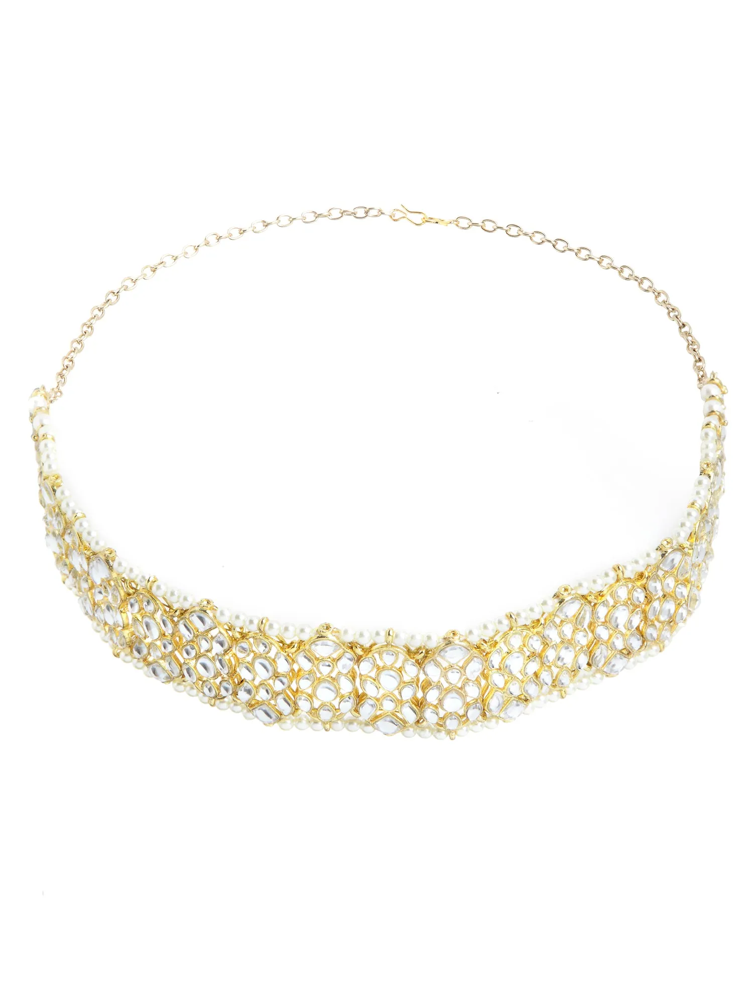 Gold-Plated Handcrafted Kundan-Embellished Hairband
