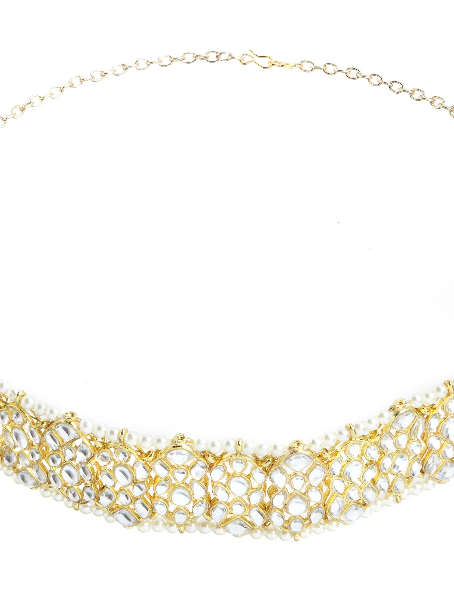 Gold-Plated Handcrafted Kundan-Embellished Hairband
