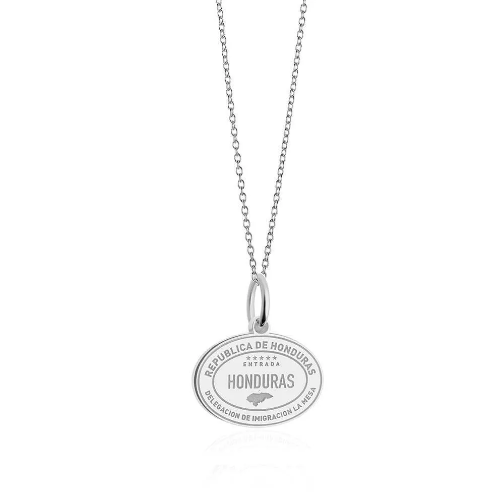 Honduras Passport Stamp Charm Silver