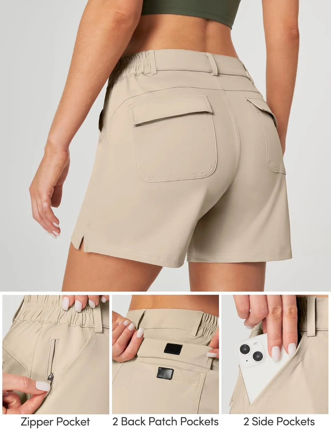 IUGA 5" Hiking Golf Shorts with Pockets Quick Dry Womens Cargo Shorts Casual Summer Short