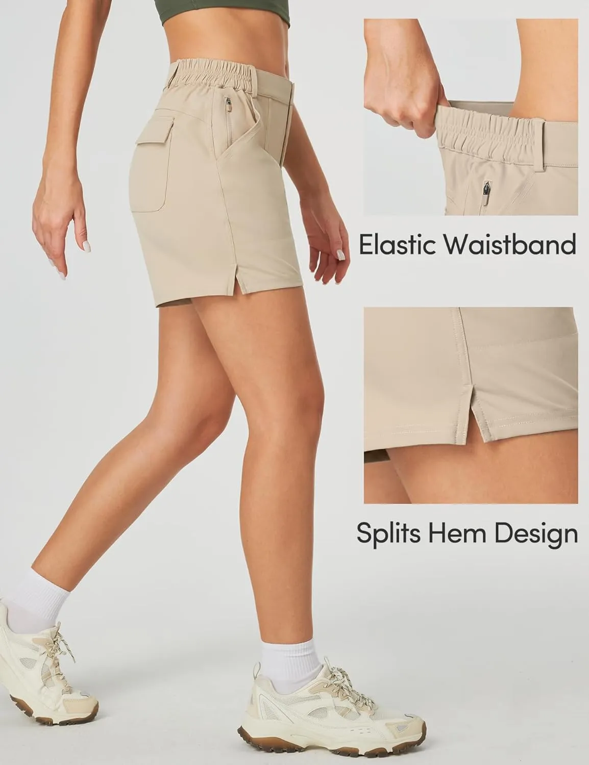 IUGA 5" Hiking Golf Shorts with Pockets Quick Dry Womens Cargo Shorts Casual Summer Short