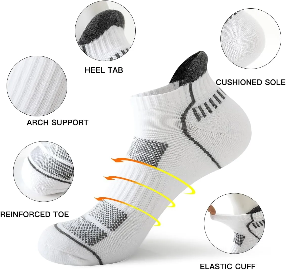 JOYN??E 10 Pairs Men Ankle Sport Breathable Workout Tab Socks Athletic Running Low Cut Cushion Short Socks