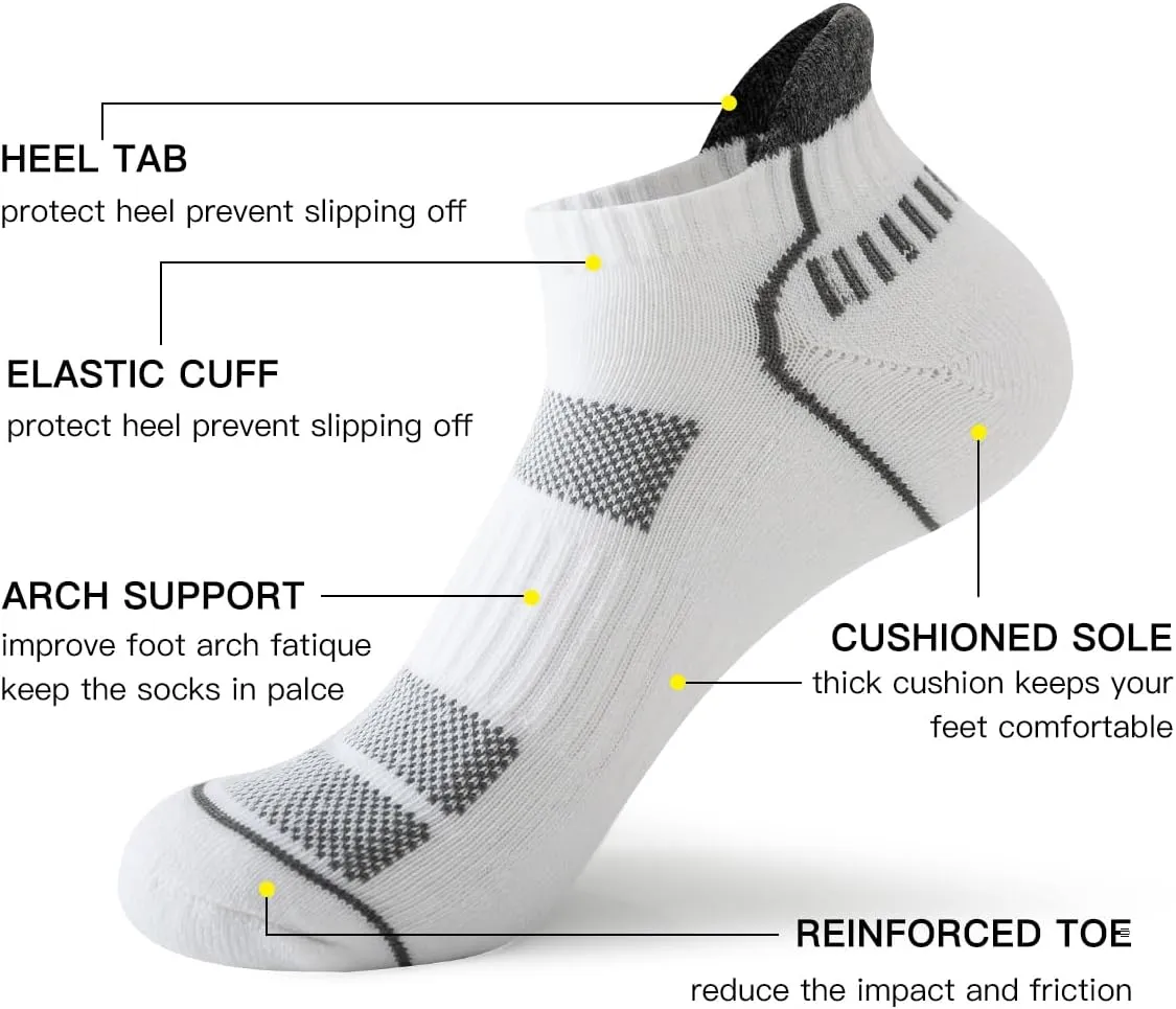 JOYN??E 10 Pairs Men Ankle Sport Breathable Workout Tab Socks Athletic Running Low Cut Cushion Short Socks