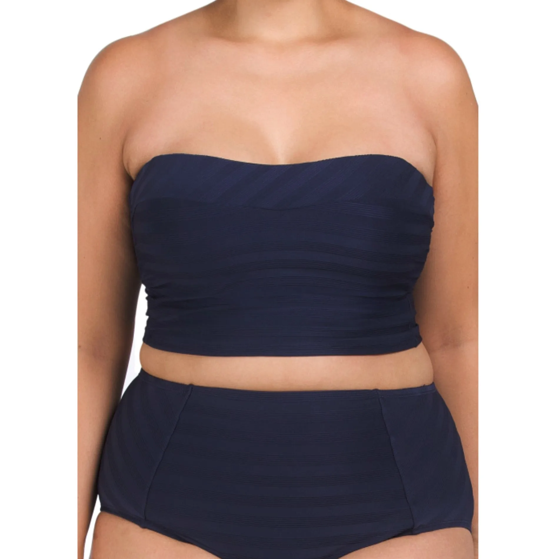 La Blanca Women's Plus Linea Costa Textured Removable Strap Bandeau Bikini Top and Bottom Collection
