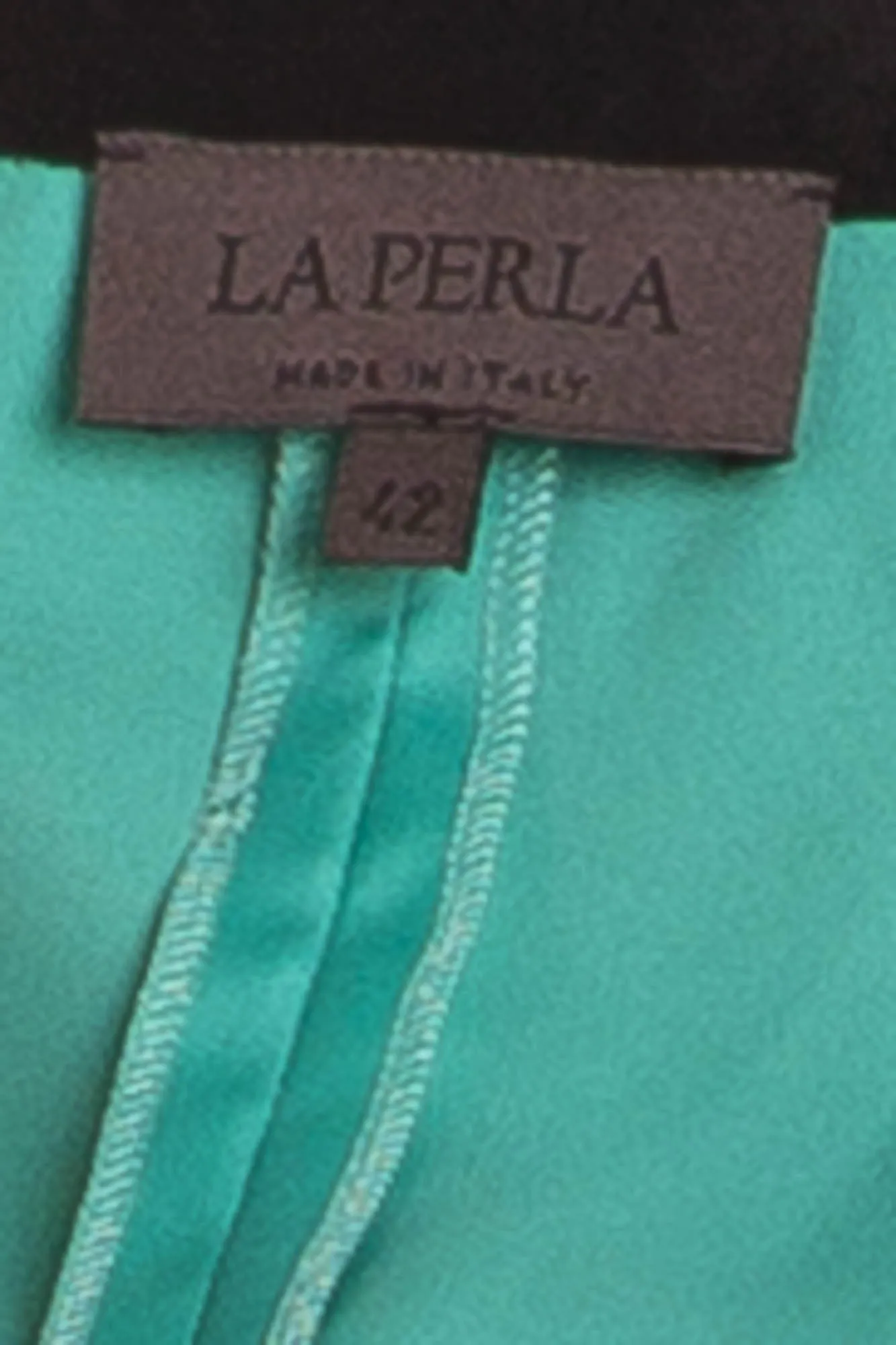 La Perla - 2PC Teal with Black Lace Bustier & Skirt - IT 46