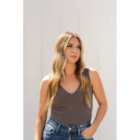 Layla Double Plunging Bodysuit - Charcoal