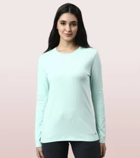 Long Sleeve Basic Crew Tee - Solid | Crew Neck Basic Stretch Cotton Tee